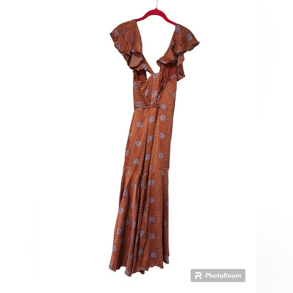 Anthropologie Ruffle Sleeve Printed-Wrap Maxi Dress - Picture 8 of 12